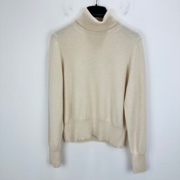 J.Crew Cashmere Shrunken Turtleneck Sweater Classic Cream Ivory Womens XL - Picture 3 of 11